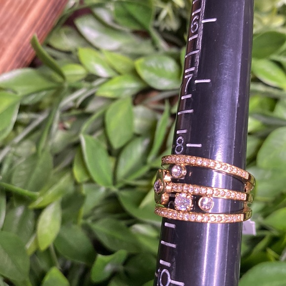 Michael Kors Gold Tone Flower Power Layered Ring with Clear Crystal Details - Picture 8 of 16